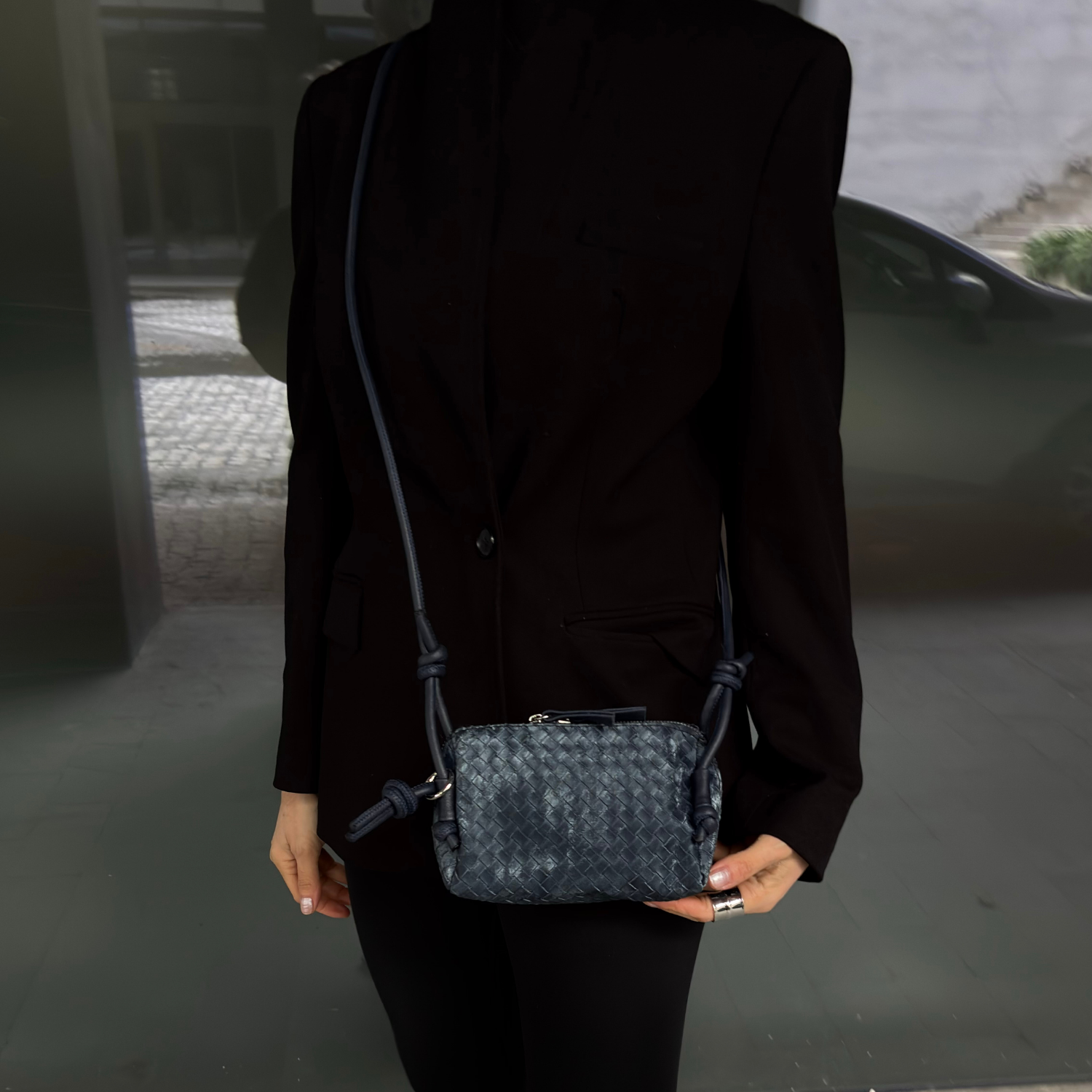 Olive Örgü Detaylı Mini Kadın Çanta