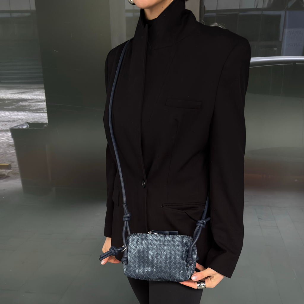 Olive Örgü Detaylı Mini Kadın Çanta