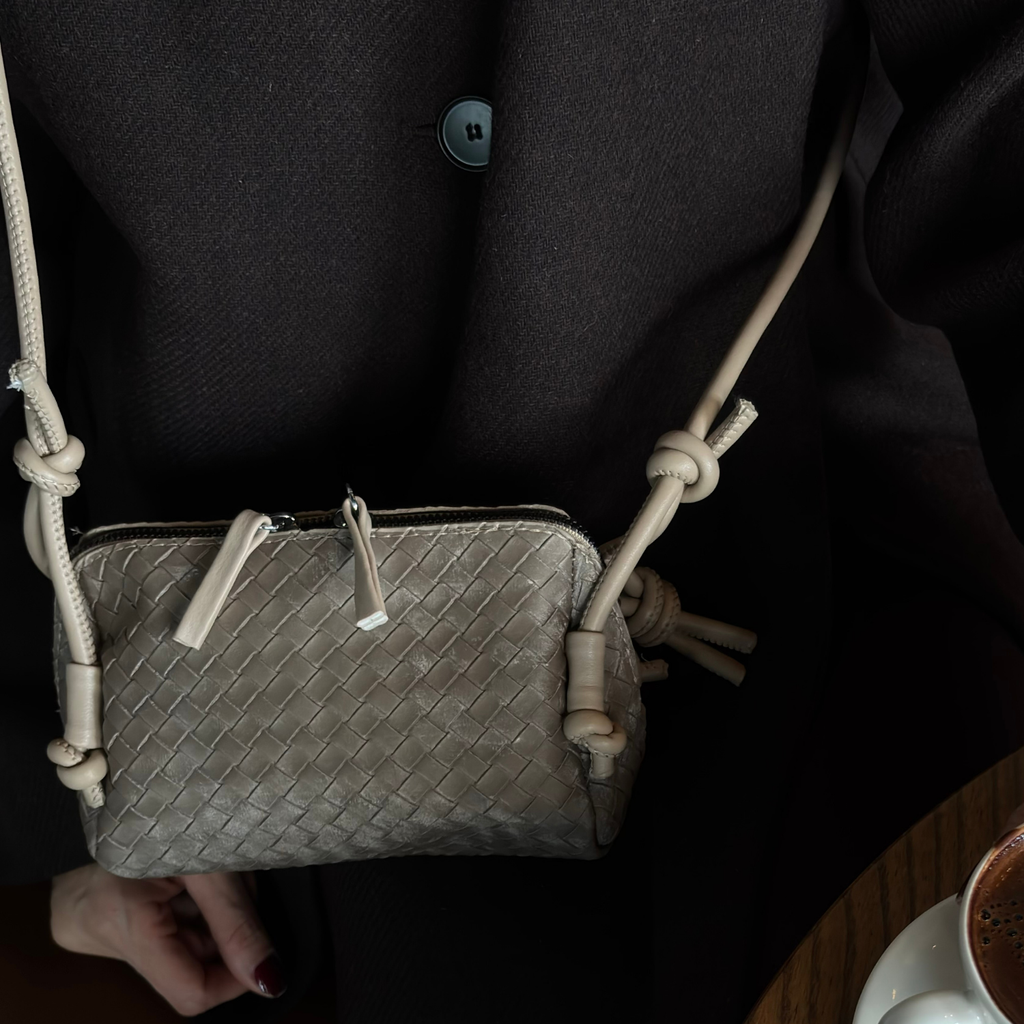 Olive Örgü Detaylı Mini Kadın Çanta