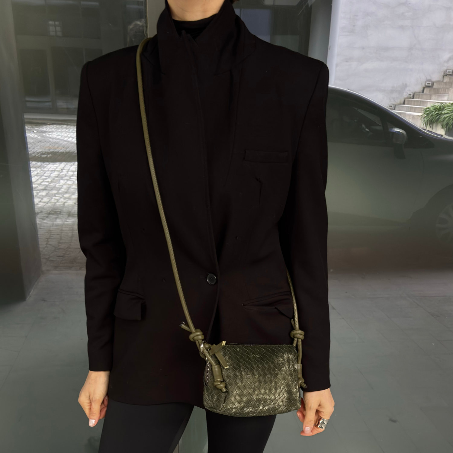 Olive Örgü Detaylı Mini Kadın Çanta