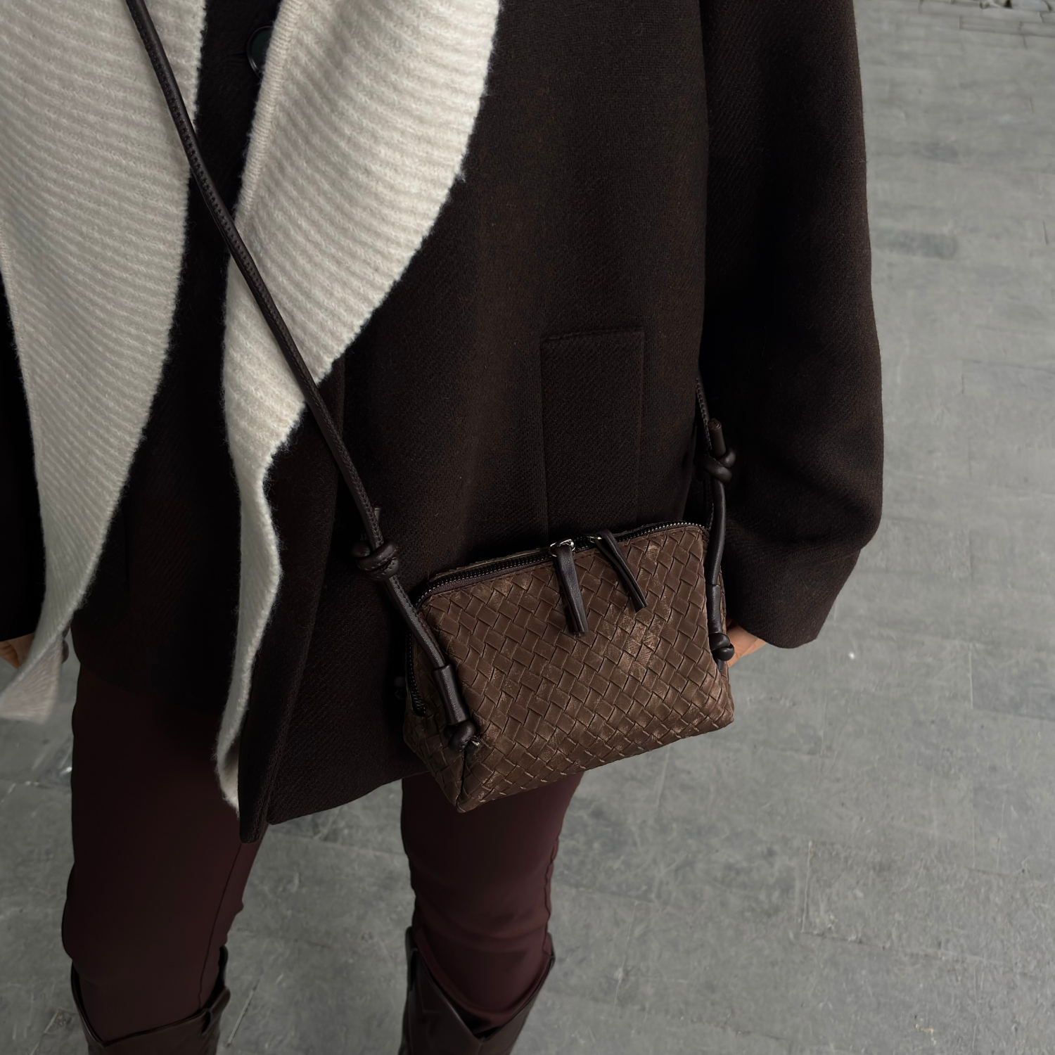 Olive Örgü Detaylı Mini Kadın Çanta