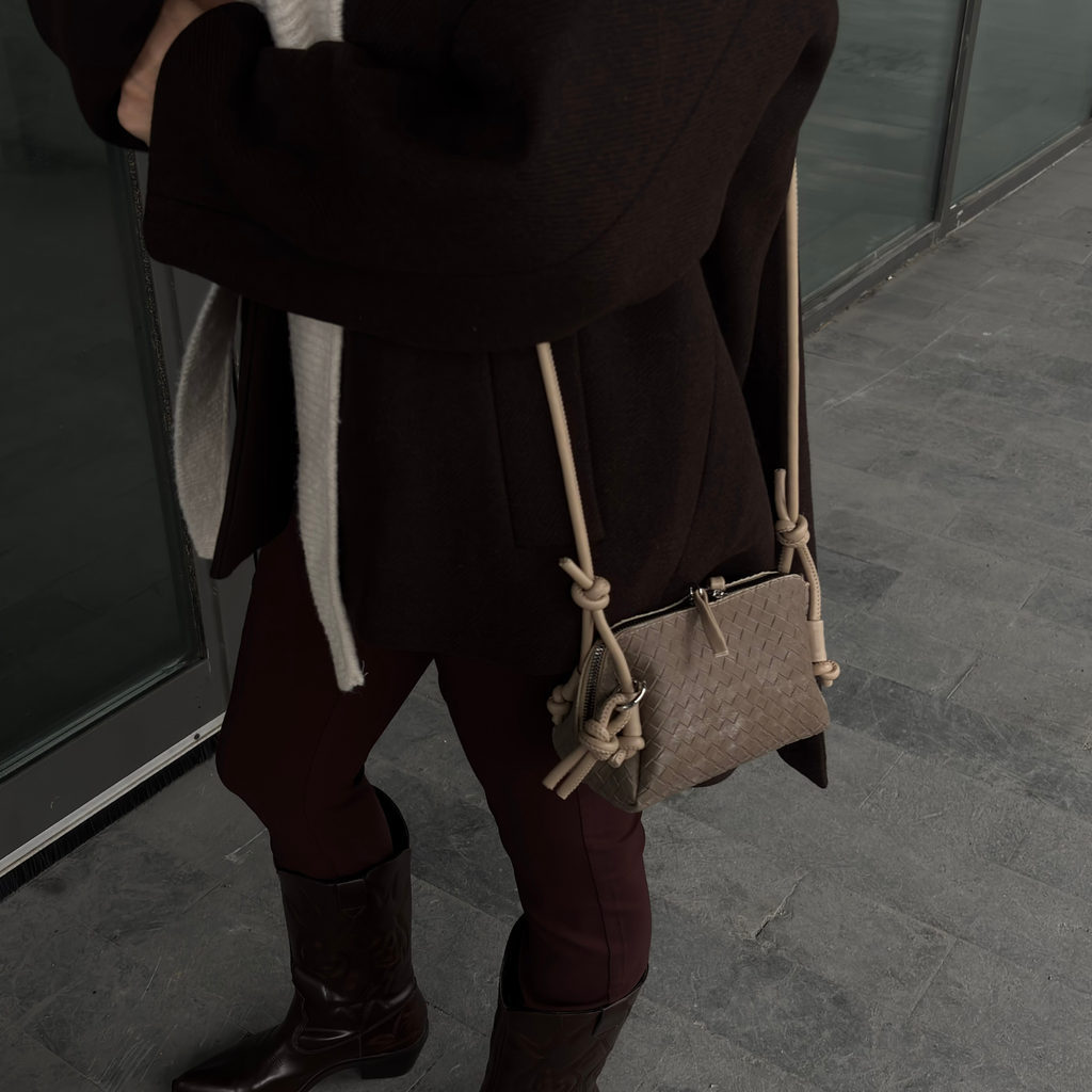 Olive Örgü Detaylı Mini Kadın Çanta