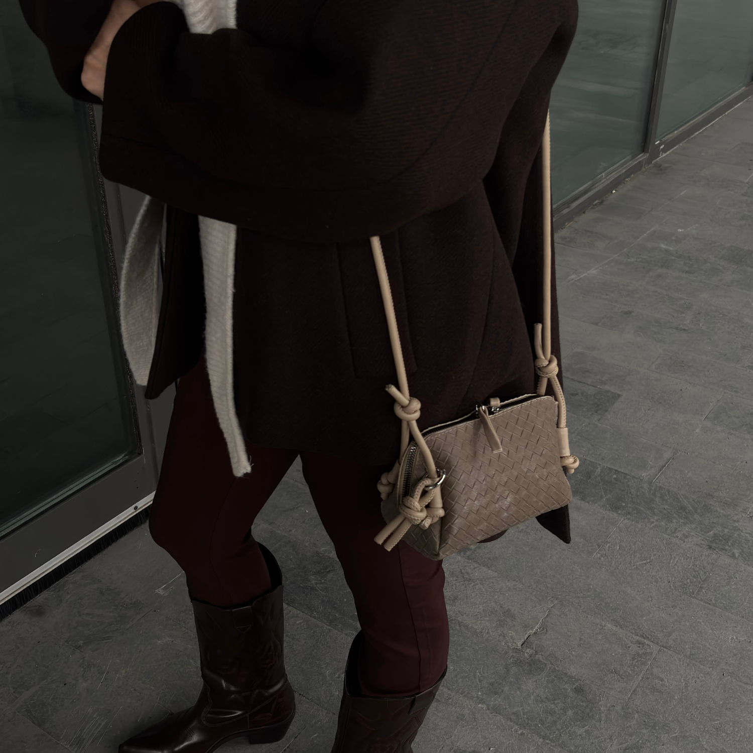 Olive Örgü Detaylı Mini Kadın Çanta