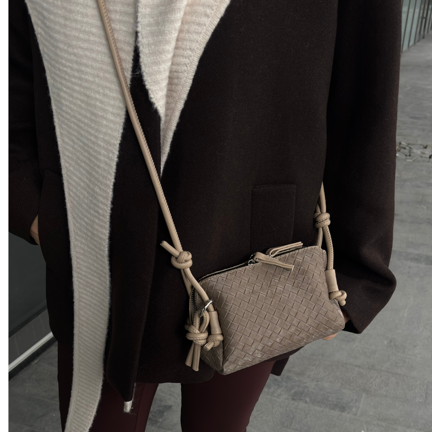 Olive Örgü Detaylı Mini Kadın Çanta