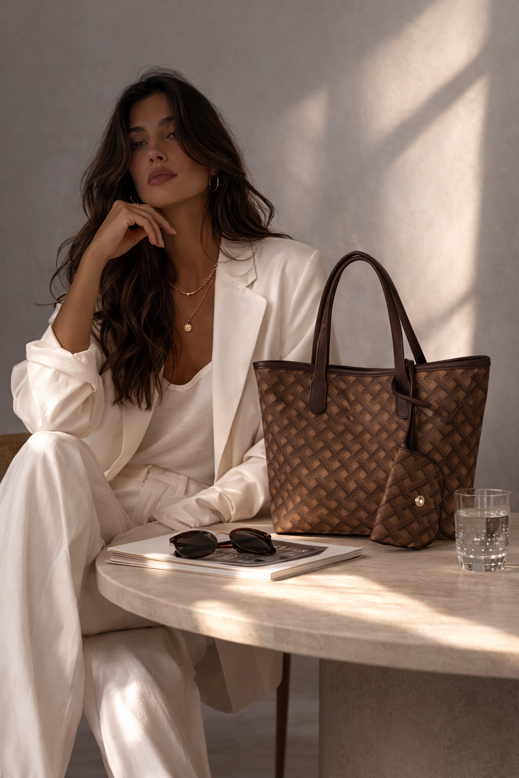 Vento Monogram Desenli Kadın Omuz Çantası